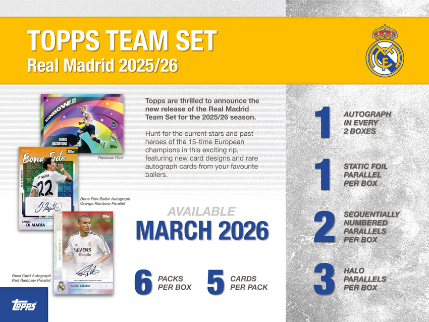 2025-26 Topps Soccer Real Madrid Team Set Box (Pre Order)