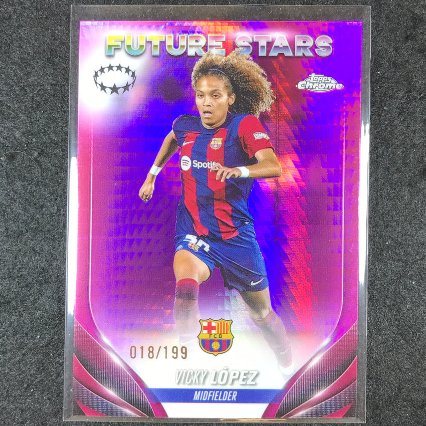 2023-24 Topps Chrome Women's UEFA VICKY LOPEZ Future Stars Pink Prism 18/199 #83
