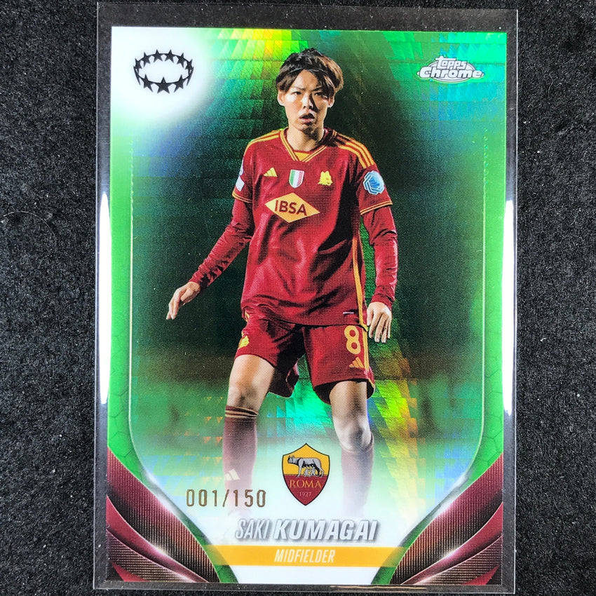2023-24 Topps Chrome Women's UEFA SAKI KUMAGAI Base Neon Green 1/150 #84