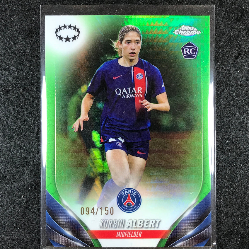 2023-24 Topps Chrome Women's UEFA KORBIN ALBERT Rookie Neon Green 94/150 #91