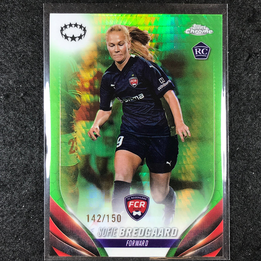 2023-24 Topps Chrome Women's UEFA SOFIE BREDGAARD Rookie Neon Green 142/150 #92