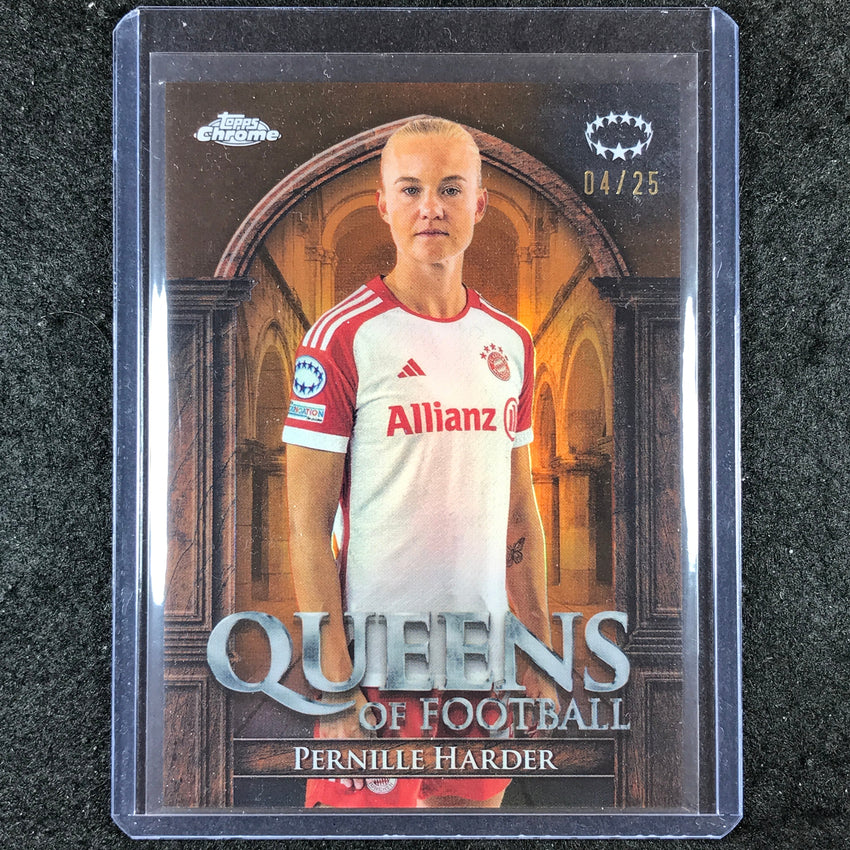 2023-24 Topps Chrome Women's UEFA PERNILLE HARDER Queens of Football Orange 4/25