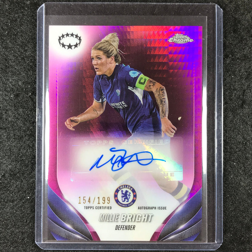 2023-24 Topps Chrome Women's UEFA MILLIE BRIGHT Chrome Auto Pink Prism 154/199