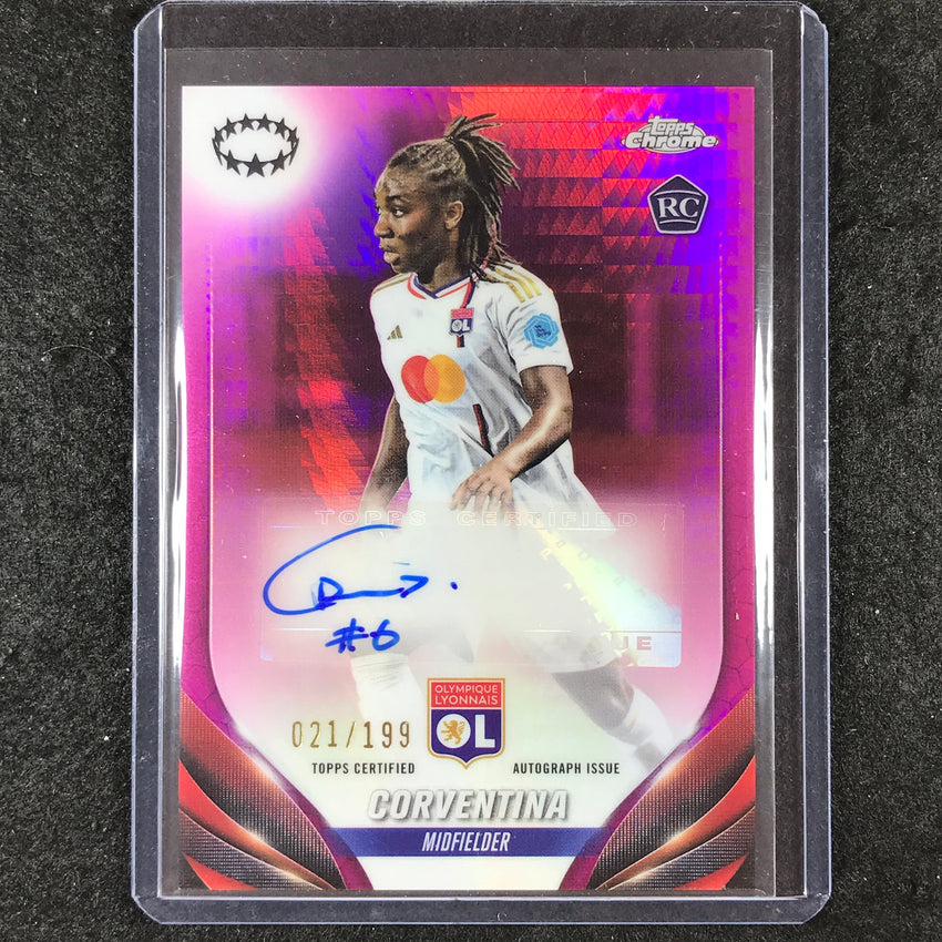 2023-24 Topps Chrome Women's UEFA CORVENTINA Chrome Rookie Autograph Pink 21/199