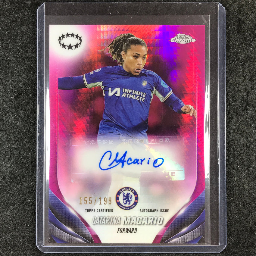 2023-24 Topps Chrome Women's UEFA CATARINA MACARIO Chrome Autograph Pink 155/199