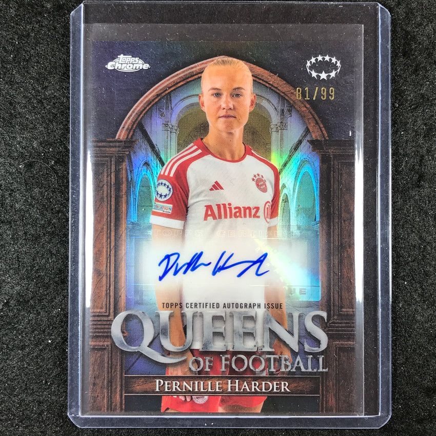 2023-24 Topps Chrome Women's UEFA PERNILLE HARDER Queens of Football Auto 81/99