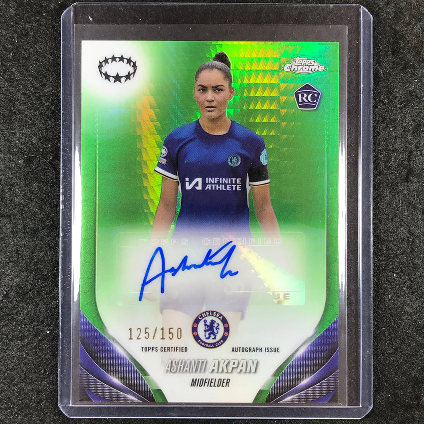 2023-24 Topps Chrome Women's UEFA ASHANTI AKPAN Chrome Rookie Auto Green 125/150