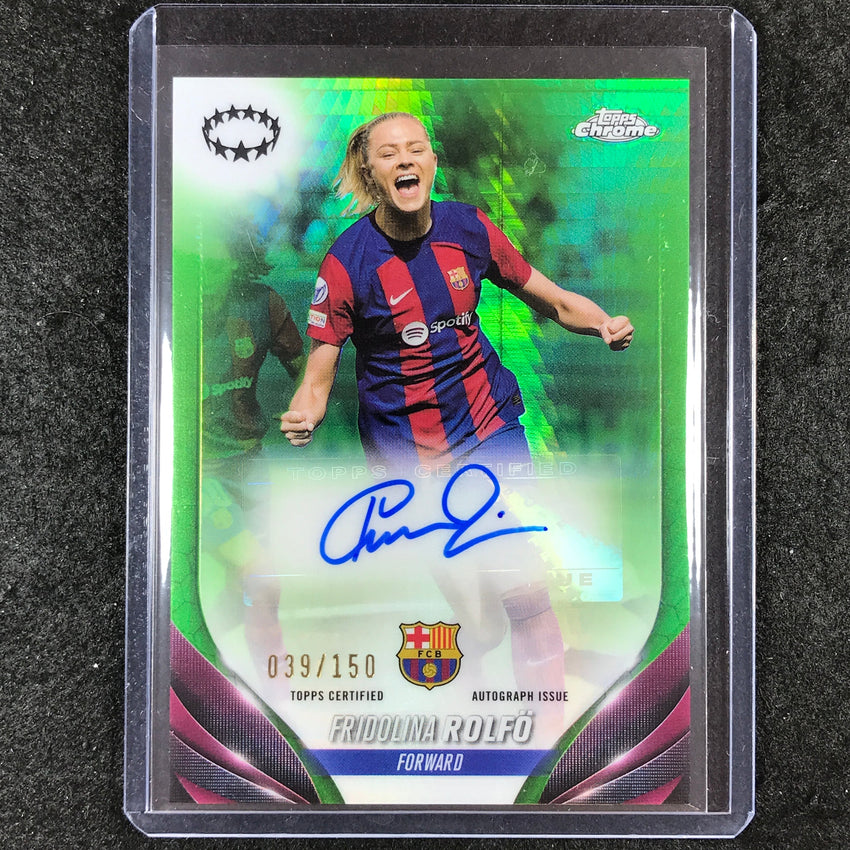 2023-24 Topps Chrome Women's UEFA FRIDOLINA ROLFO Chrome Auto Neon Green 39/150
