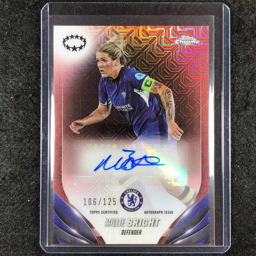 2023-24 Topps Chrome Women's UEFA MILLIE BRIGHT Chrome Auto Rose Gold 106/125