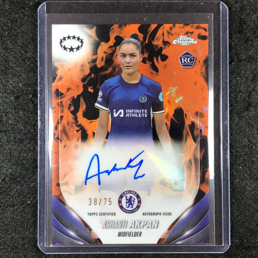 2023-24 Topps Chrome Women's UEFA ASHANTI AKPAN Chrome Rookie Auto Inferno 38/75