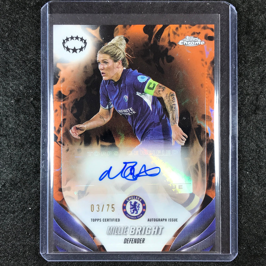 2023-24 Topps Chrome Women's UEFA MILLIE BRIGHT Chrome Autograph Inferno 3/75