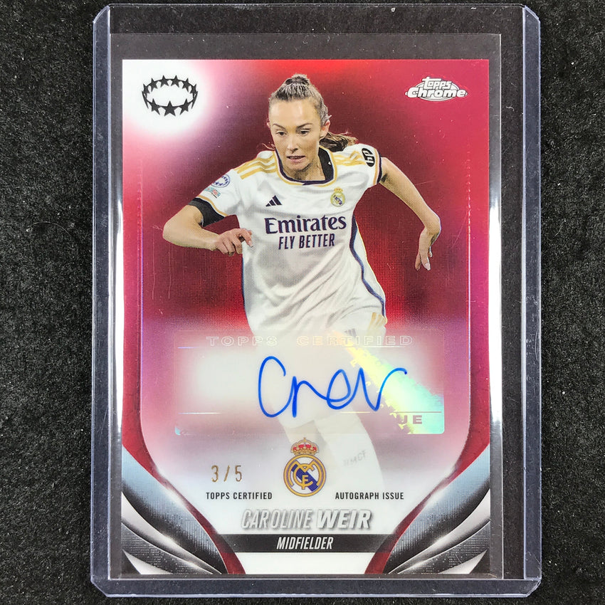 2023-24 Topps Chrome Women's UEFA CAROLINE WEIR Chrome Autograph Red 3/5