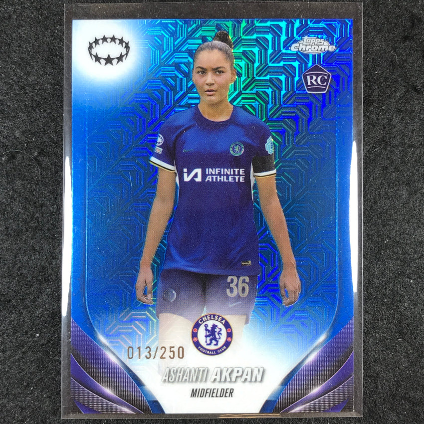 2023-24 Topps Chrome Women's UEFA ASHANTI AKPAN Rookie Base Blue Mojo 13/250 #57
