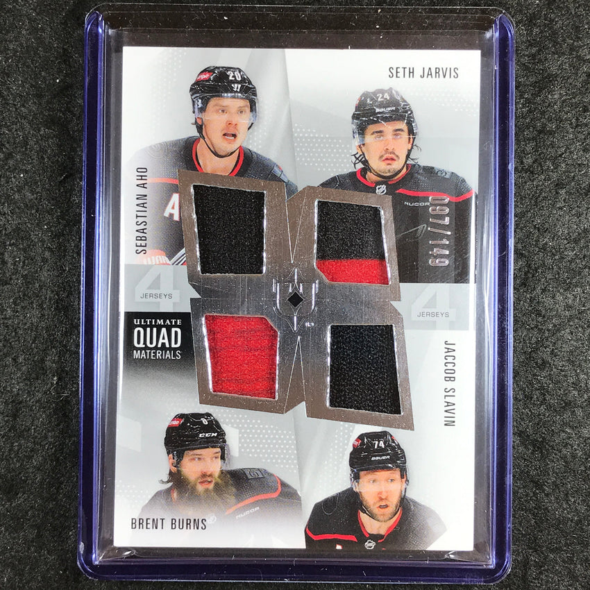 2024-25 Ultimate Hockey AHO JARVIS BURNS SLAVIN Quad Materials Jersey 97/149