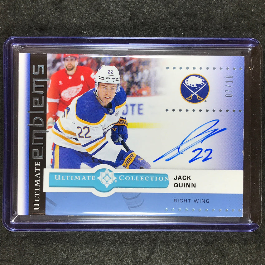 2024-25 Ultimate Hockey JACK QUINN Ultimate Emblems Rookie Auto Platinum 7/10