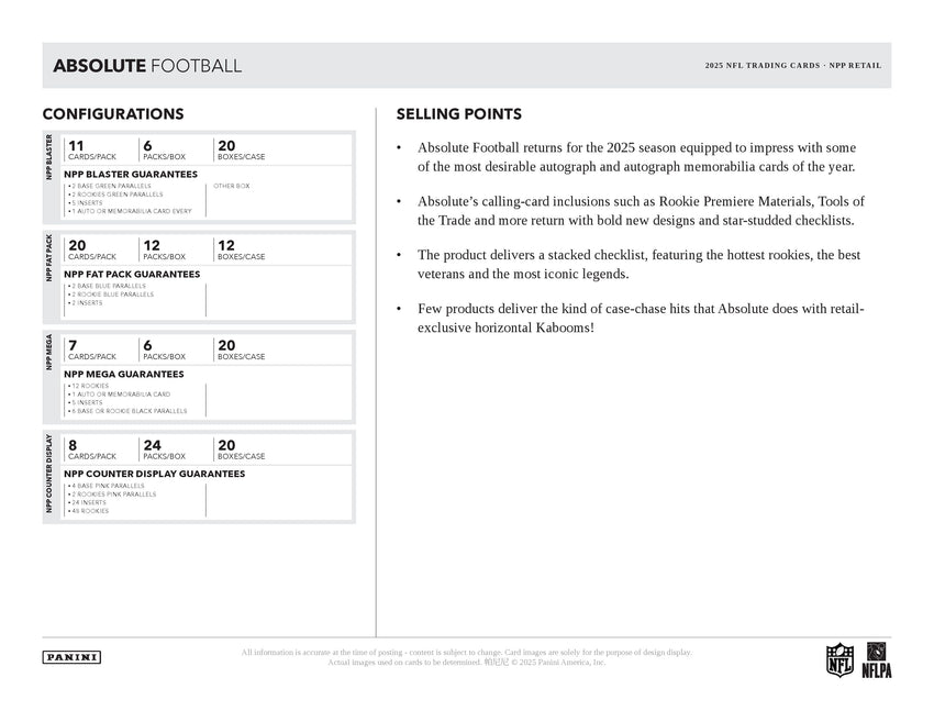 2025 Panini Absolute Football Mega Box