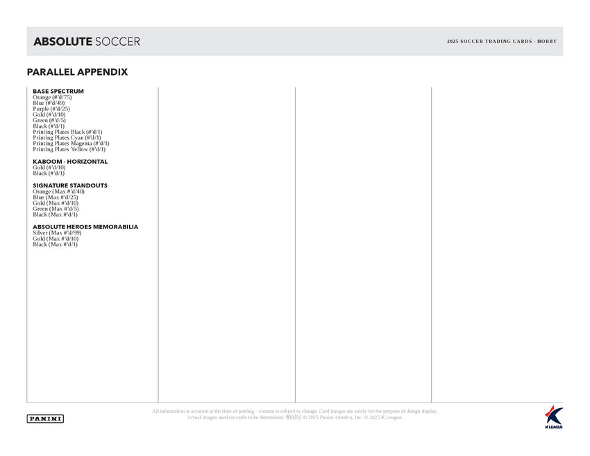 2025 Panini Absolute K League Soccer Hobby Box