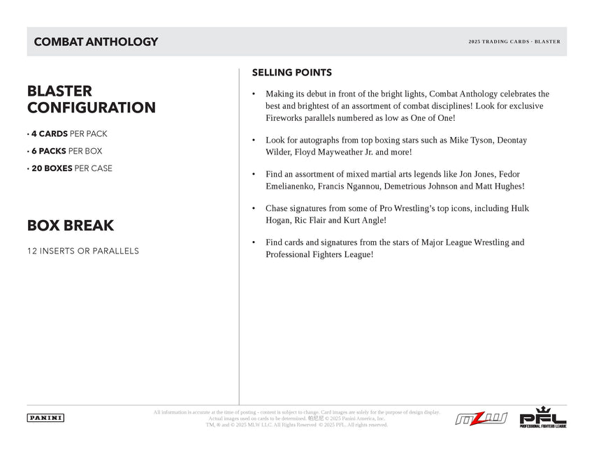 2025 Panini Combat Anthology 6-Pack Blaster Box