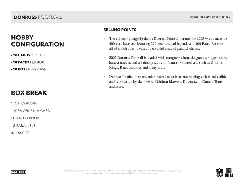 2025 Panini Donruss Football Hobby Box
