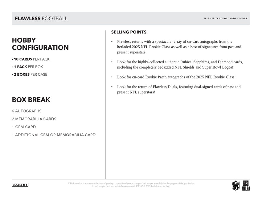 2025 Panini Flawless Football Hobby Box