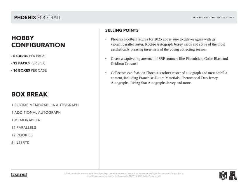 2025 Panini Phoenix Football Hobby Box