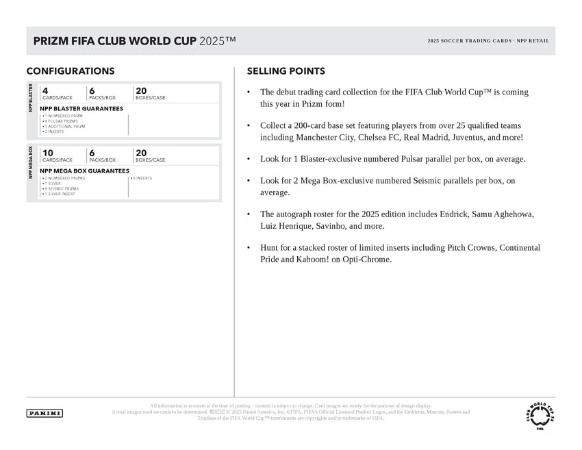 2025 Panini Prizm FIFA Club World Cup Soccer Mega Box