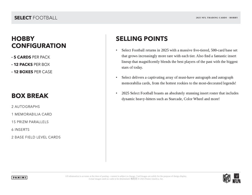 2025 Panini Select Football Hobby Box