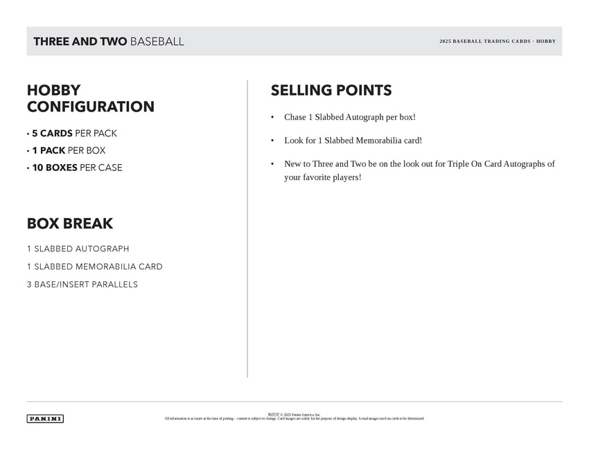 2025 Panini Three & Two Baseball Hobby Box