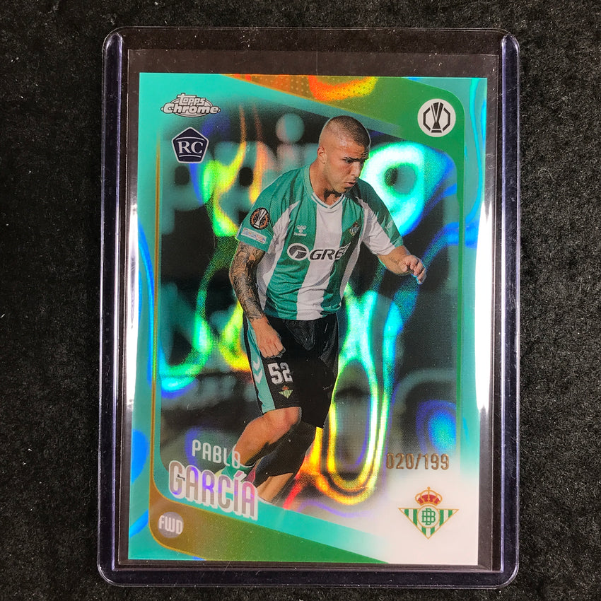 2025-26 Topps Chrome UEFA CC PABLO GARCIA Rookie Aqua Lava 20/199