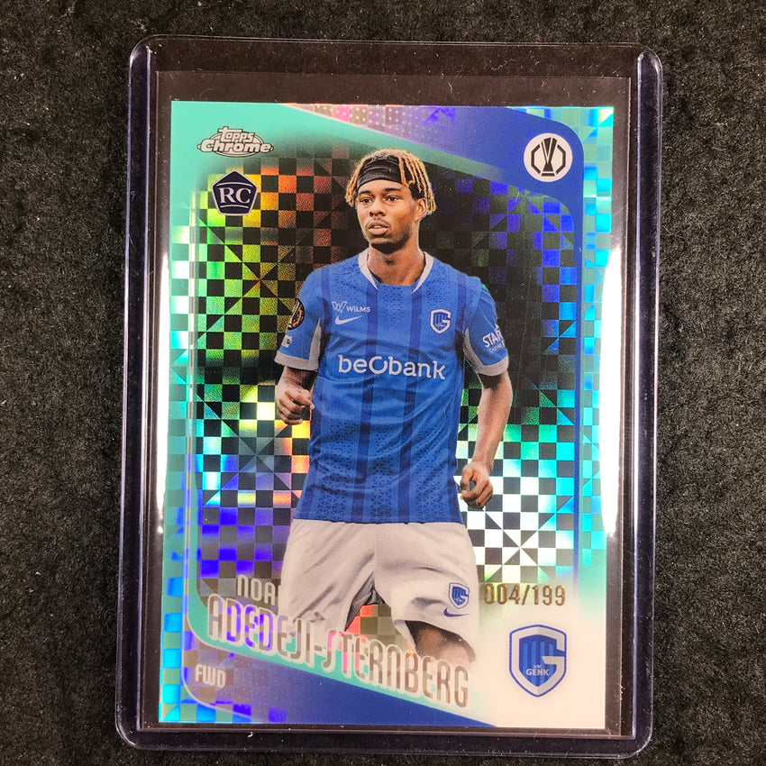 2025-26 Topps Chrome UEFA CC NOAH ADEDEJI-STERNBERG Rookie Aqua X-Fractor 4/199