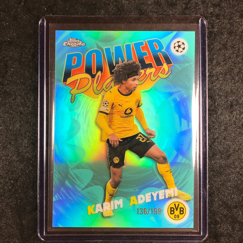 2025-26 Topps Chrome UEFA CC KARIM ADEYEMI Power Players Aqua Refractor 136/199