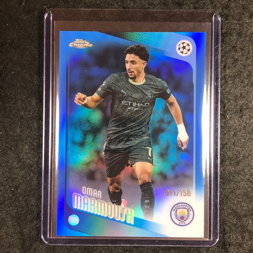 2025-26 Topps Chrome UEFA CC OMAR MARMOUSH Blue Refractor 11/150