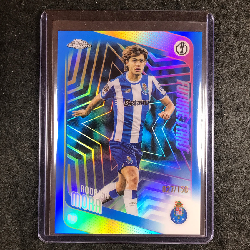 2025-26 Topps Chrome UEFA CC RODRIGO MORA Future Stars Blue Refractor 27/150