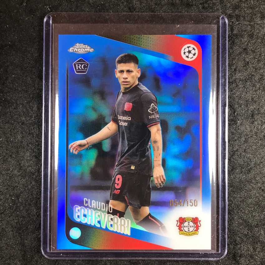 2025-26 Topps Chrome UEFA CC CLAUDIO ECHEVERRI Rookie Blue Refractor 54/150