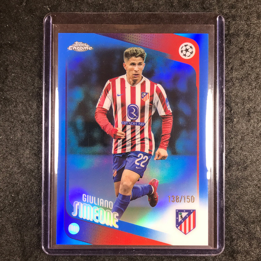 2025-26 Topps Chrome UEFA CC GUILIANO SIMEONE Blue Refractor 138/150
