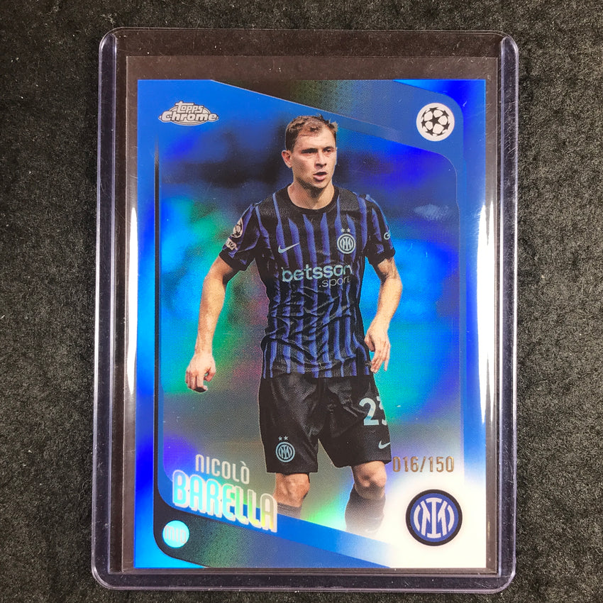 2025-26 Topps Chrome UEFA CC NICOLO BARELLA Blue Refractor 16/150