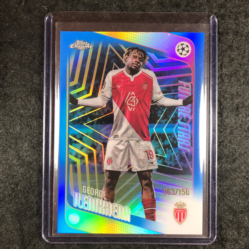 2025-26 Topps Chrome UEFA CC GEORGE ILENIKHENA Future Star Blue Refractor 63/150