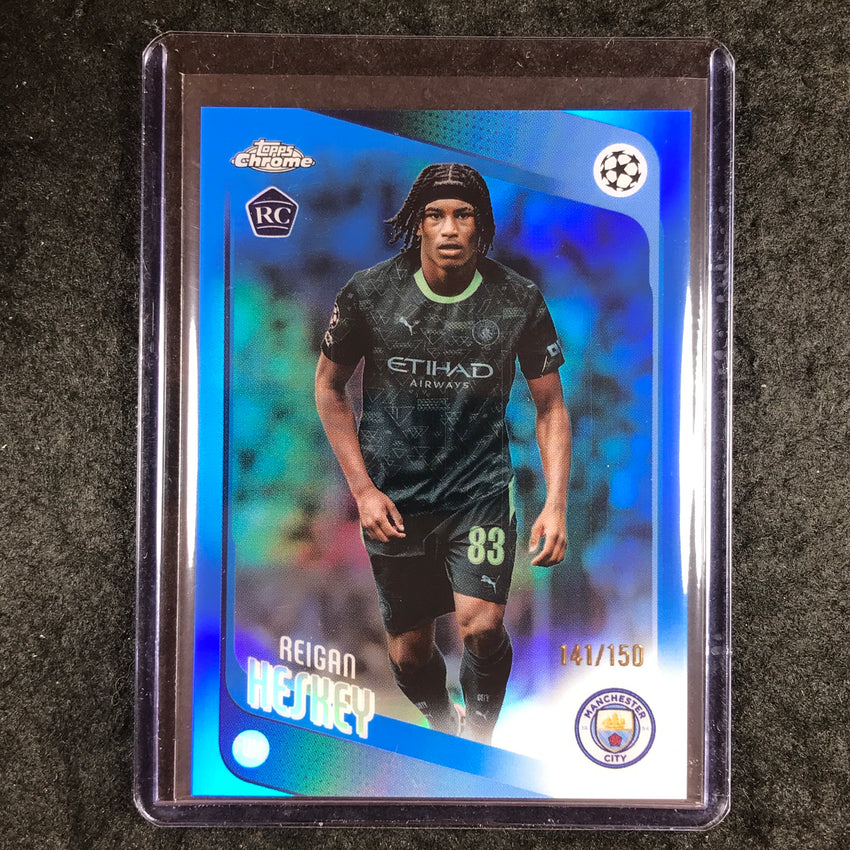 2025-26 Topps Chrome UEFA CC REIGEN HESKEY Rookie Blue Refractor 141/150