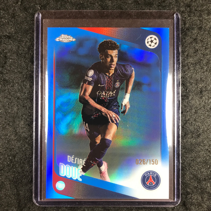 2025-26 Topps Chrome UEFA CC DESIRE DOUE Blue Refractor 26/150