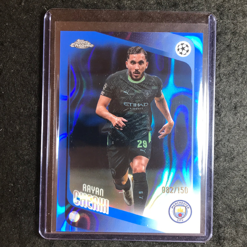 2025-26 Topps Chrome UEFA CC RAYAN CHERKI Blue Lava 82/150