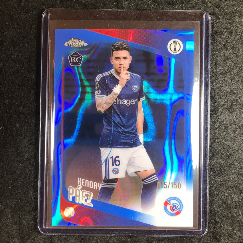 2025-26 Topps Chrome UEFA CC KENDRY PAEZ Rookie Blue Lava 15/150