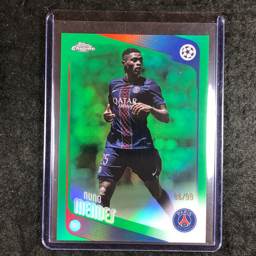 2025-26 Topps Chrome UEFA CC NUNO MENDES Green Refractor 86/99