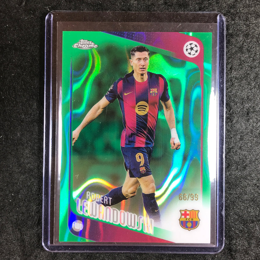 2025-26 Topps Chrome UEFA CC ROBERT LEWANDOWSKI Green Lava 66/99