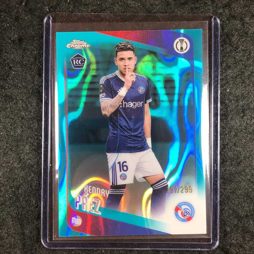 2025-26 Topps Chrome UEFA CC KENDRY PAEZ Rookie Teal Lava 197/299