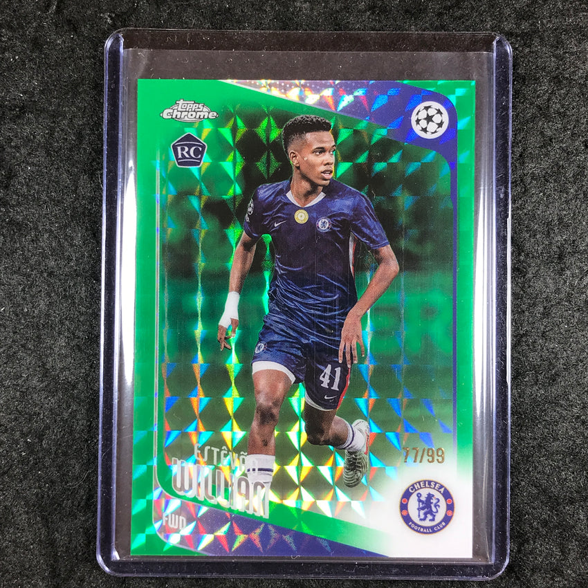 2025-26 Topps Chrome UEFA CC ESTEVAO WILlIAN Rookie Green Geometric 77/99