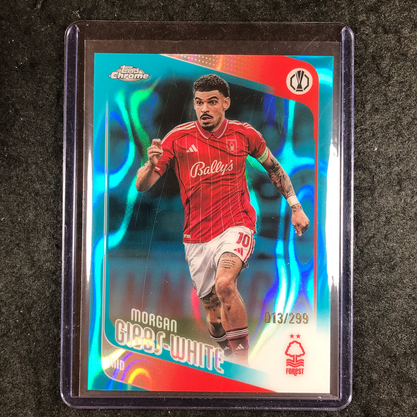 2025-26 Topps Chrome UEFA CC MORGAN GIBBS-WHITE Teal Lava 13/299