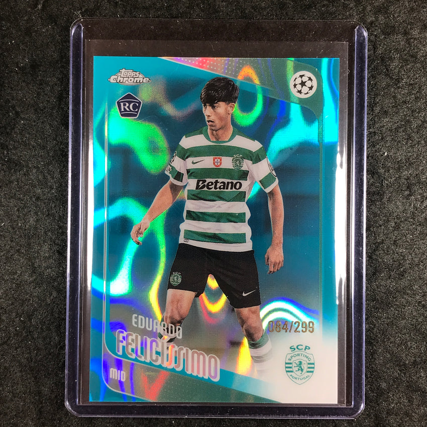 2025-26 Topps Chrome UEFA CC EDUARDO FELICISSIMO Rookie Teal Lava 84/299