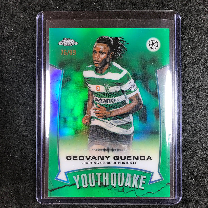 2025-26 Topps Chrome UEFA CC GEOVANY QUENDA Youthquake Green Refractor 76/99