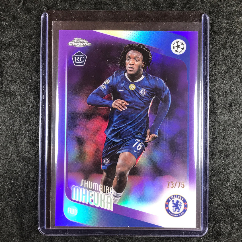 2025-26 Topps Chrome UEFA CC SHUMAIRA MHEUKA Rookie Purple Refractor 73/75