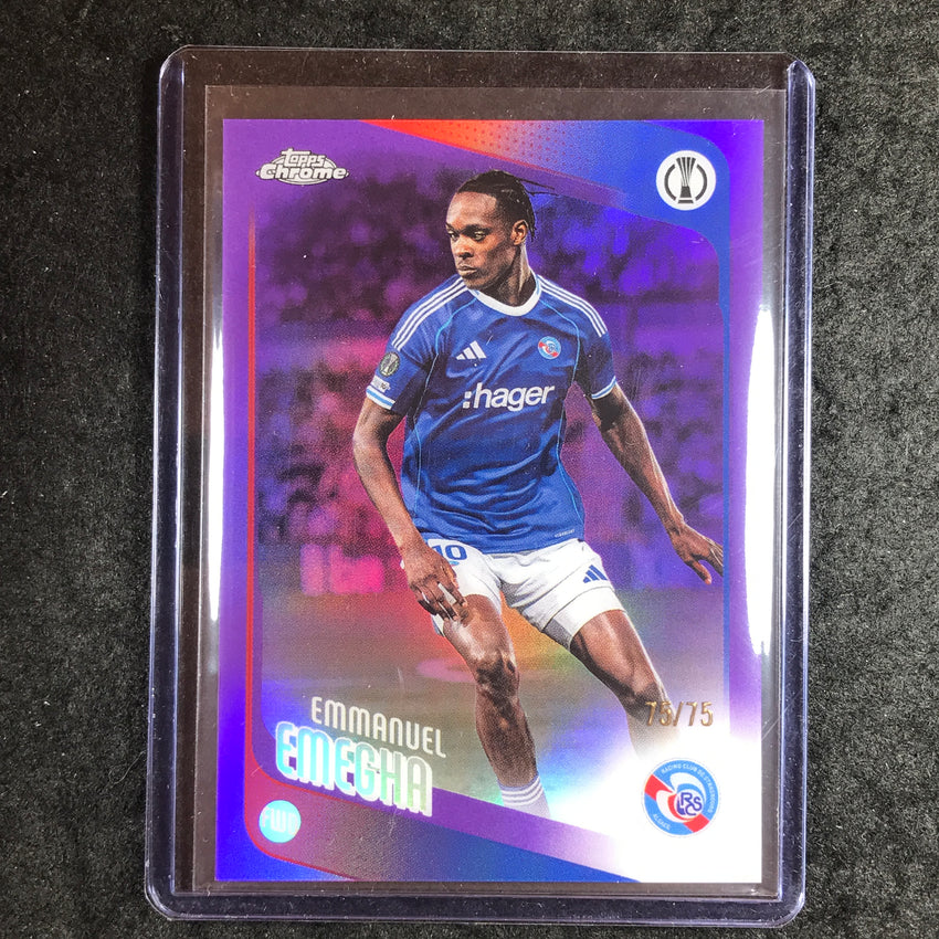 2025-26 Topps Chrome UEFA CC EMMANUEL EMEGHA Purple Refractor 75/75